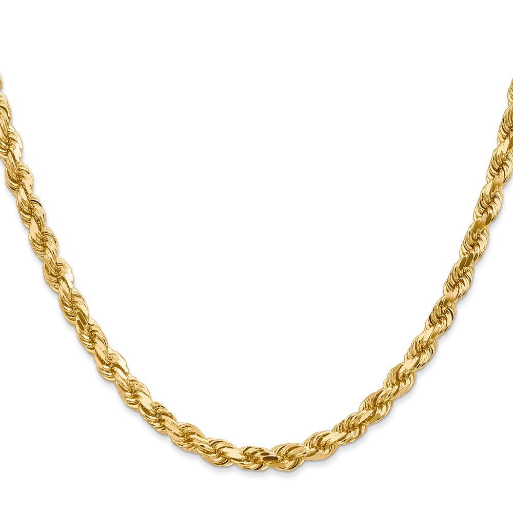 22 Inch 10K 4.5mm Diamond-Cut Rope Chain Necklace