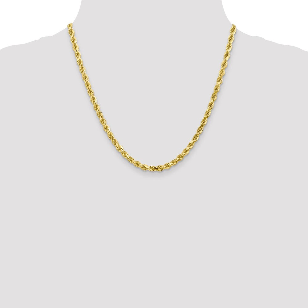 20 Inch 10K 4.5mm Diamond-Cut Rope Chain Necklace