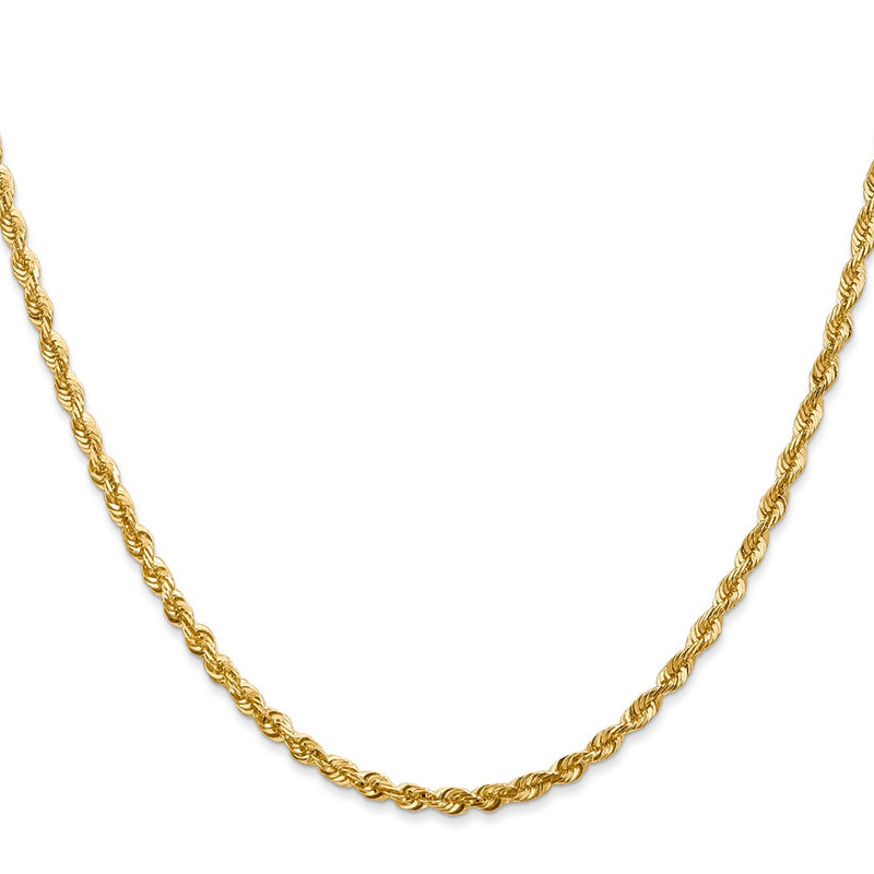 24 Inch 10K 2.75mm Diamond-Cut Lightweight Rope Chain Necklace