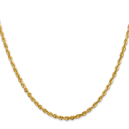 20 Inch 10K 2.75mm Diamond-Cut Lightweight Rope Chain Necklace