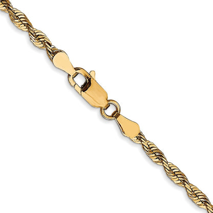 18 Inch 10K 2.75mm Diamond-Cut Lightweight Rope Chain Necklace