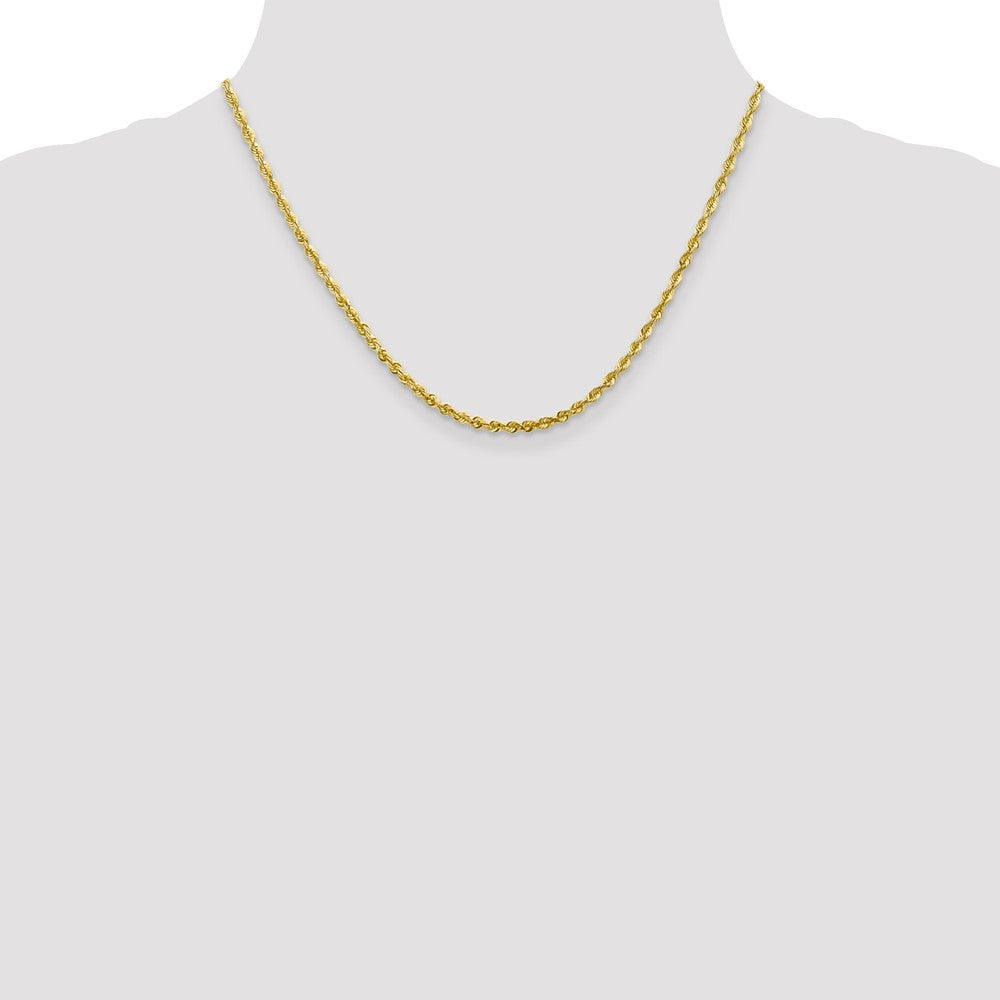 18 Inch 10K 2.75mm Diamond-Cut Lightweight Rope Chain Necklace