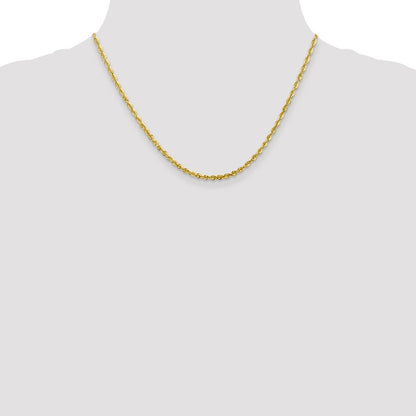 18 Inch 10K 2.75mm Diamond-Cut Lightweight Rope Chain Necklace