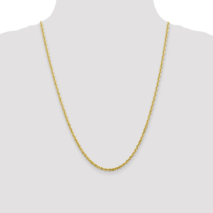 24 Inch 10K 2.75mm Diamond-Cut Lightweight Rope Chain Necklace