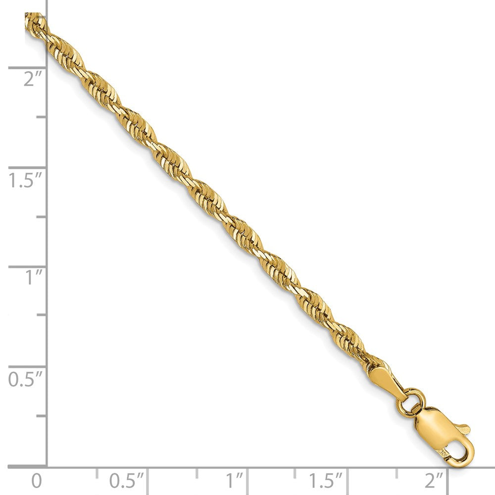 8 Inch 10k Yellow Gold 2.75mm Diamond-Cut Lightweight Rope Chain Bracelet
