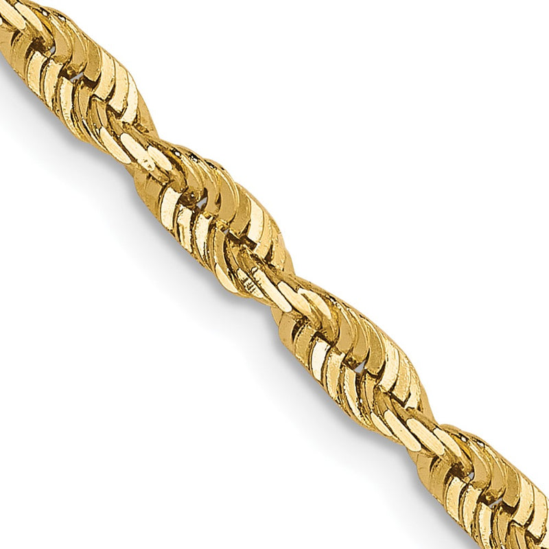 24 Inch 10K 2.75mm Diamond-Cut Lightweight Rope Chain Necklace