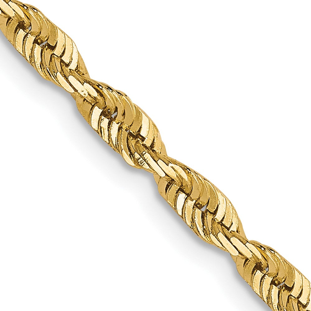 18 Inch 10K 2.75mm Diamond-Cut Lightweight Rope Chain Necklace