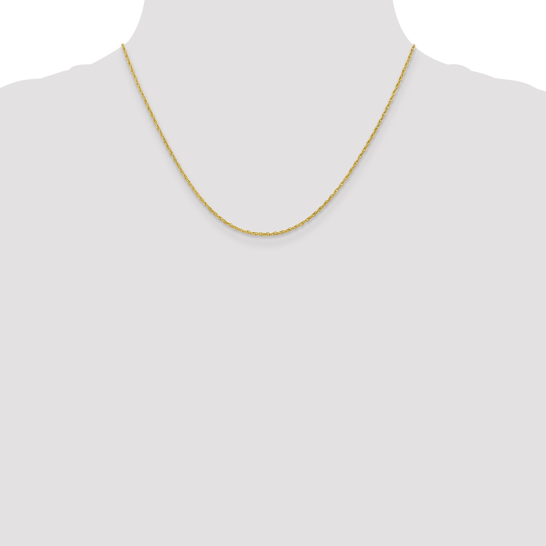 18 Inch 10K 1.5 mm Loose Rope Chain Necklace