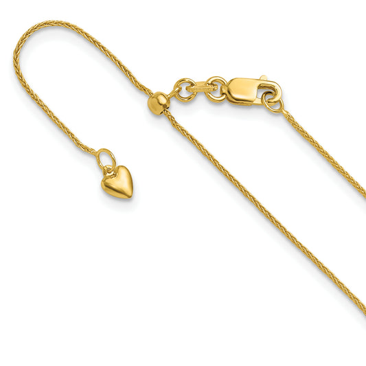 30 Inch 10K Adjustable .8mm Wheat Chain Necklace
