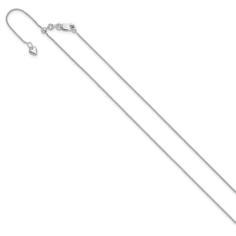 22 Inch 10K White Gold Adjustable .8mm Wheat Chain Necklace