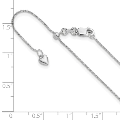 22 Inch 10K White Gold Adjustable .8mm Wheat Chain Necklace