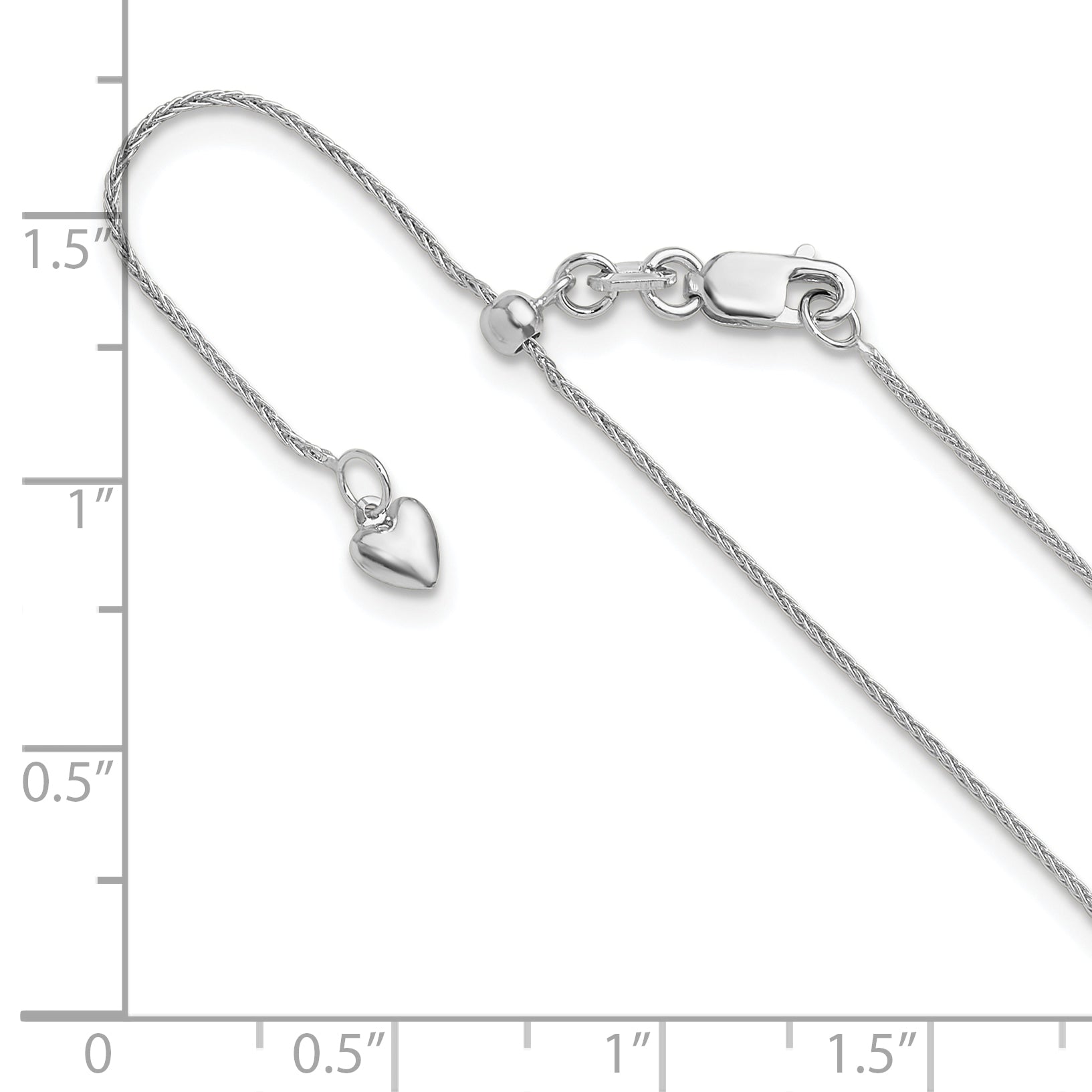 30 Inch 10K White Gold Adjustable .8mm Wheat Chain