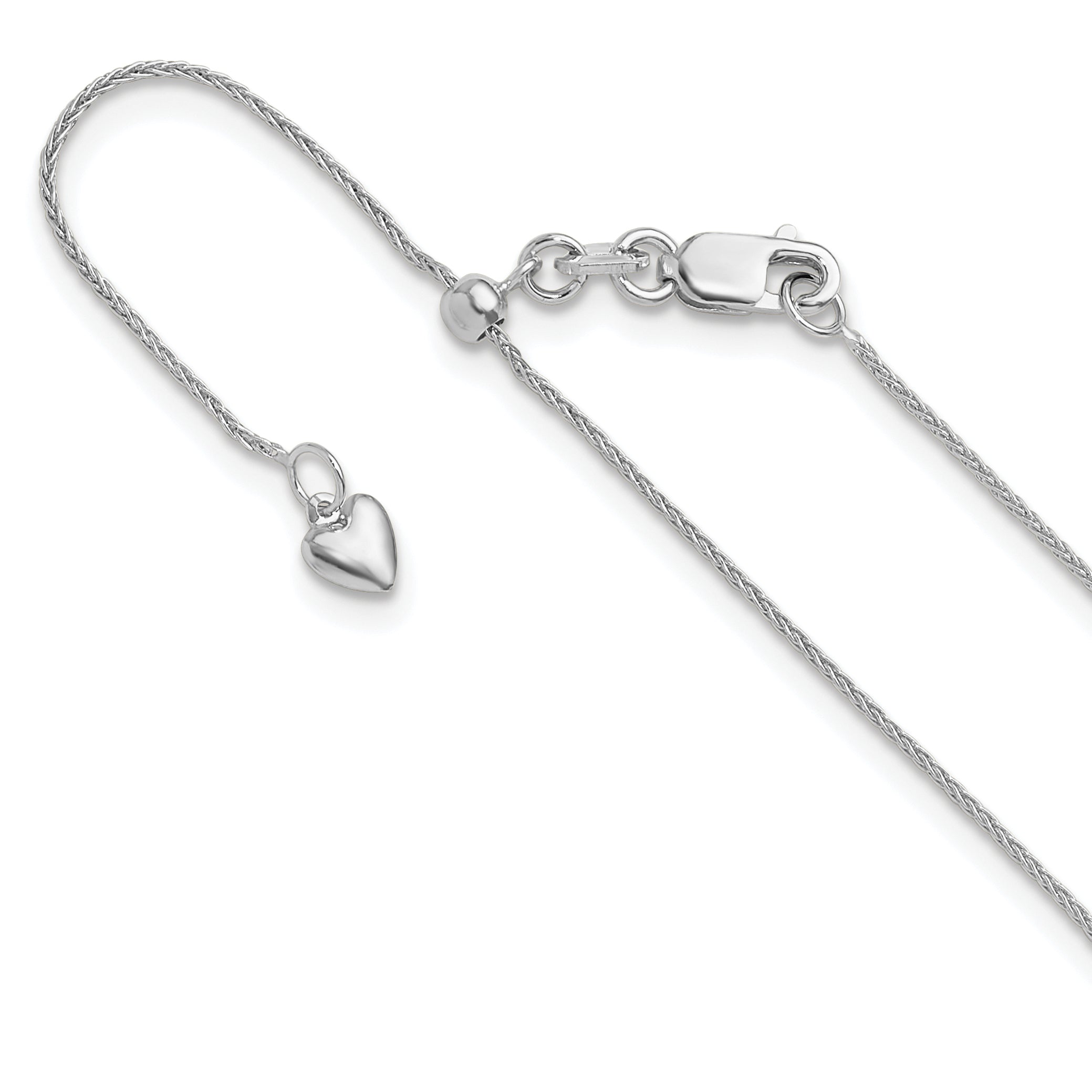 30 Inch 10K White Gold Adjustable .8mm Wheat Chain