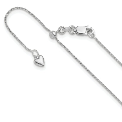 30 Inch 10K White Gold Adjustable .8mm Wheat Chain