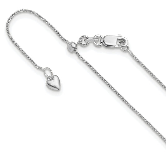 30 Inch 10K White Gold Adjustable .8mm Wheat Chain