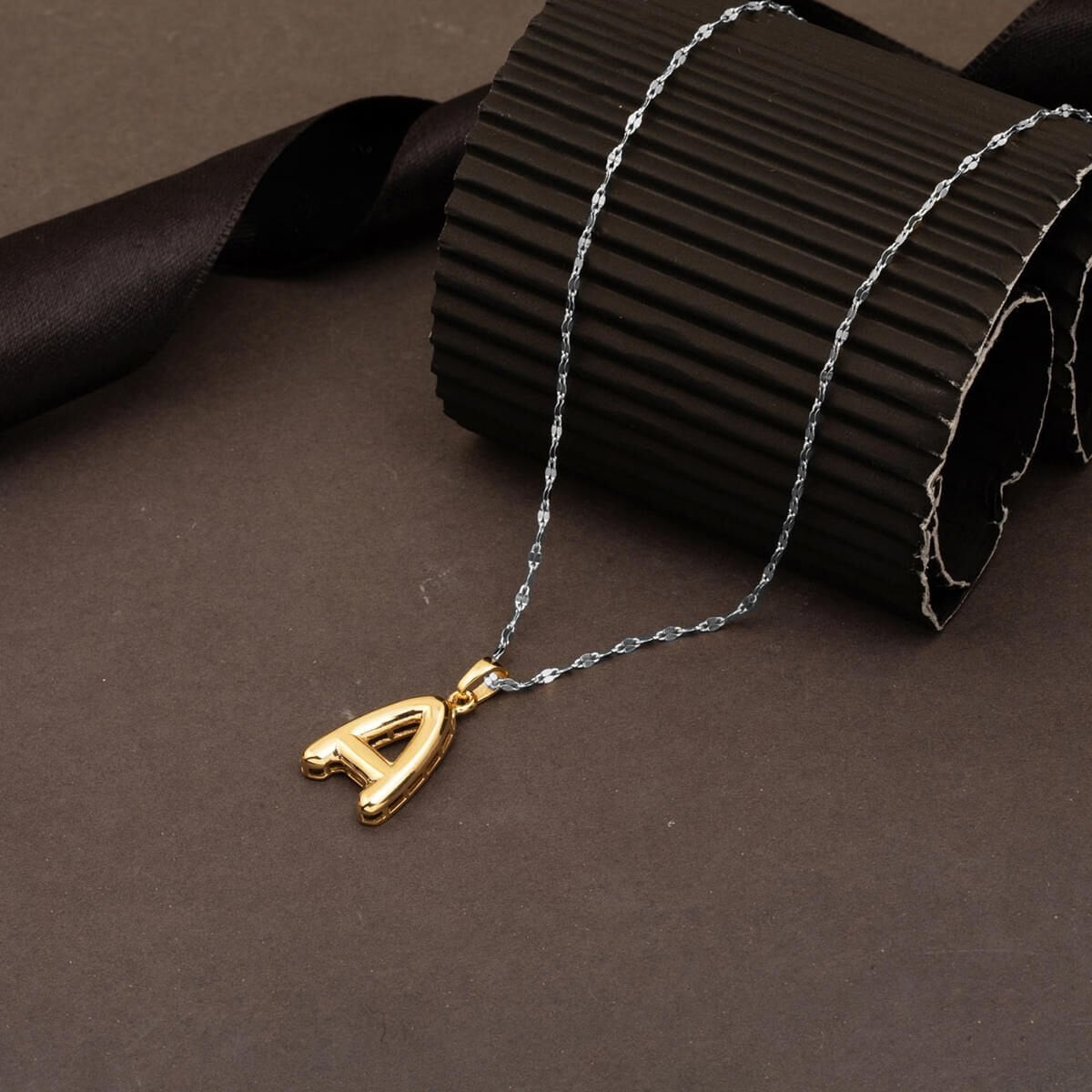 14K Yellow Gold Balloon Initial A Pendant