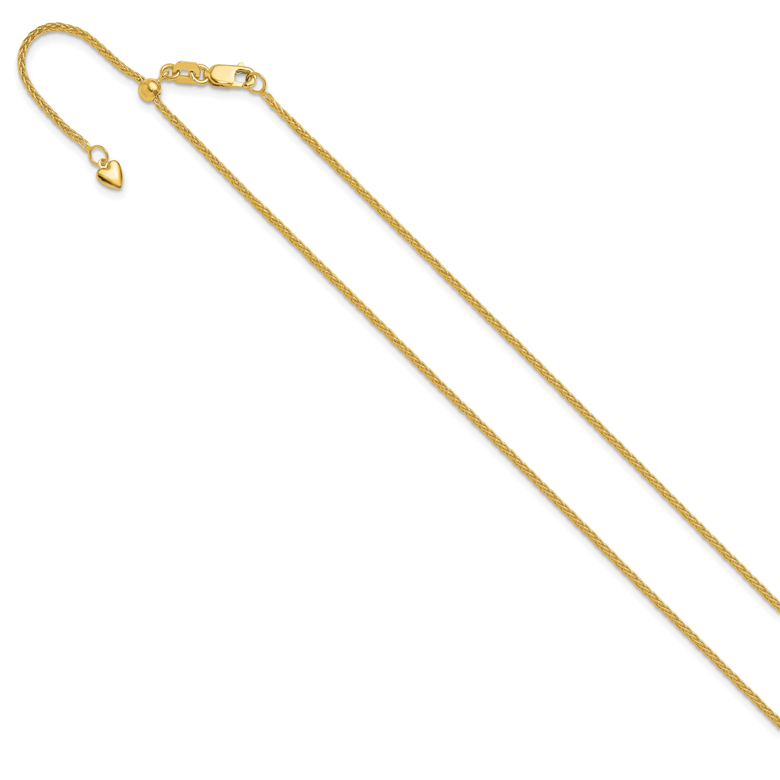 30 Inch 10K Adjustable 1.35mm Wheat Chain Necklace