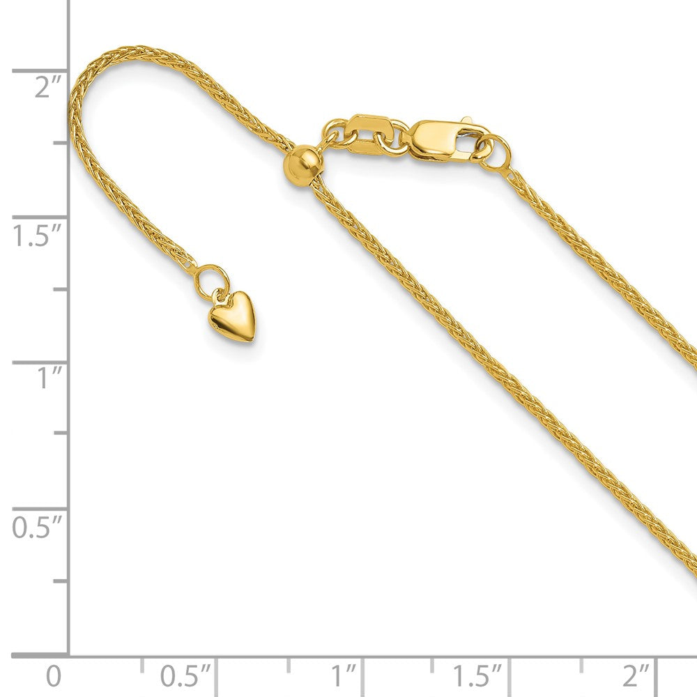 22 Inch 10K Adjustable 1.35mm Wheat Chain Necklace
