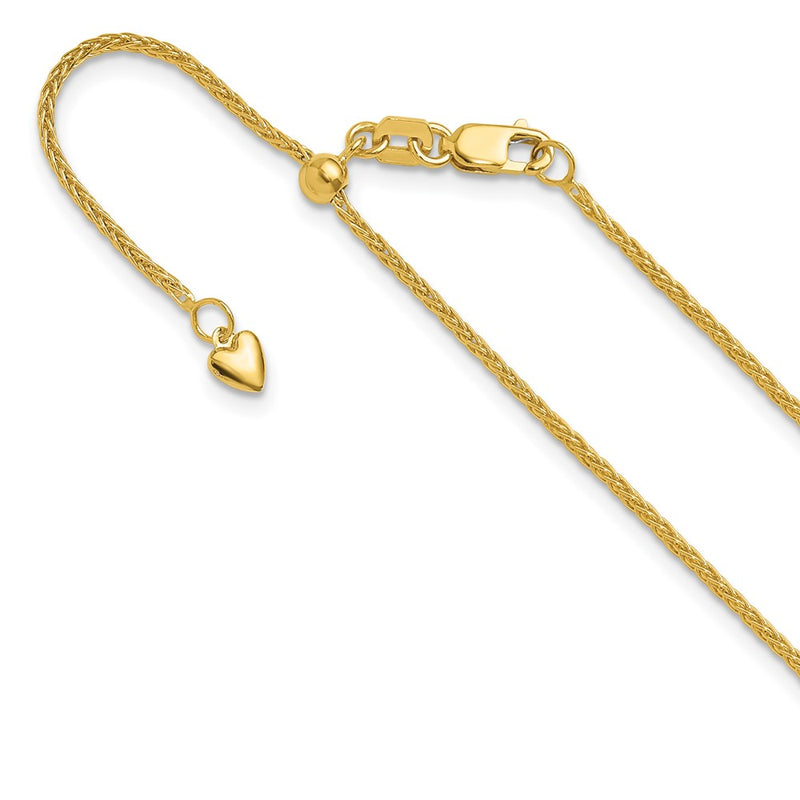 30 Inch 10K Adjustable 1.35mm Wheat Chain Necklace