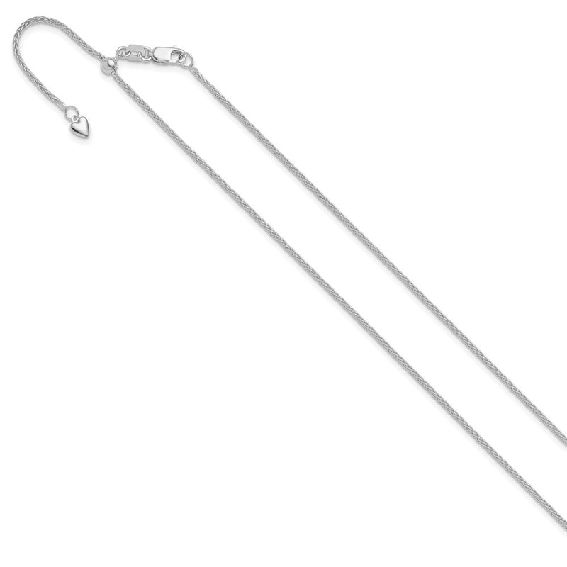 22 Inch 10K White Gold Adjustable 1.35mm Wheat Chain Necklace