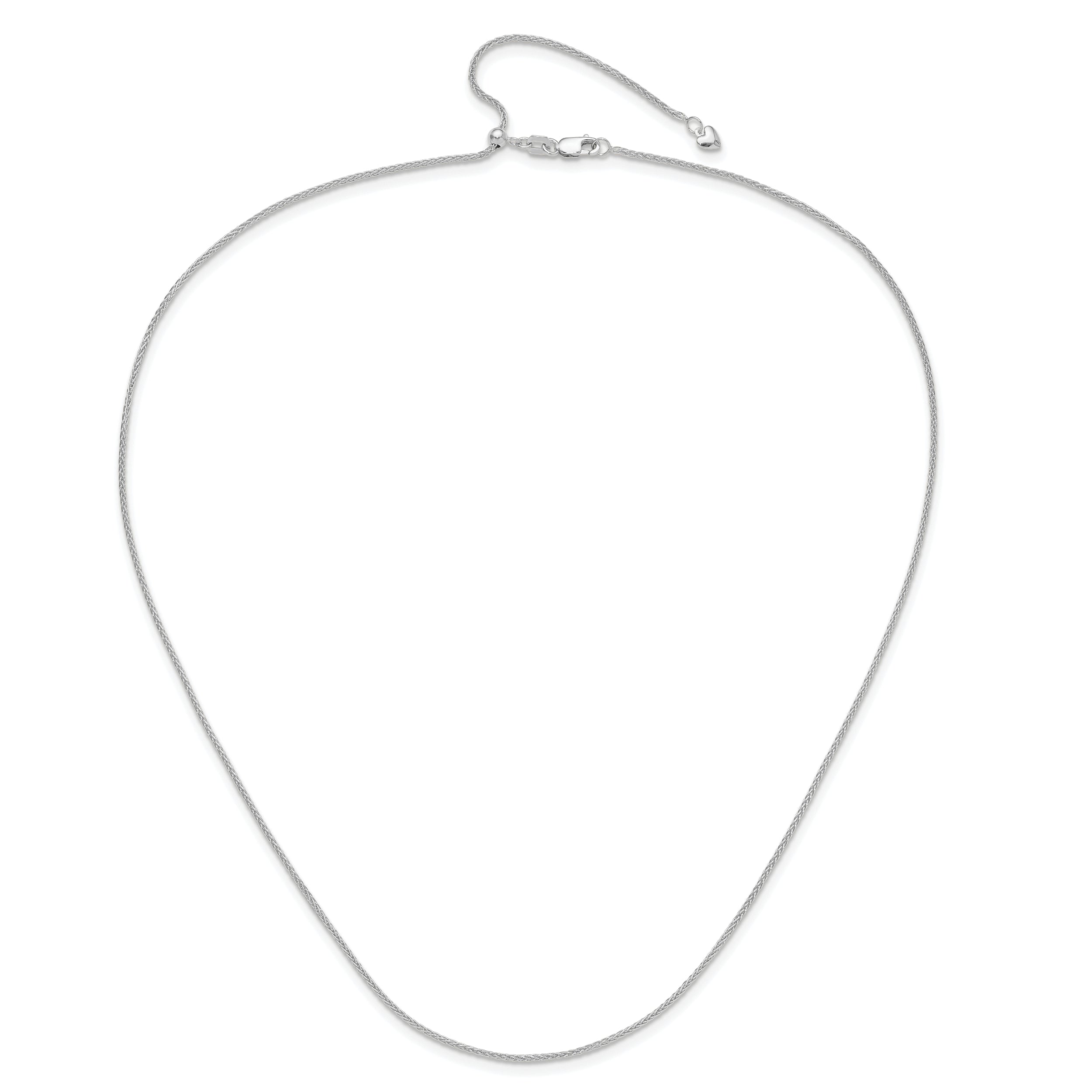 30 Inch 10K White Gold Adjustable 1.35mm Wheat Chain