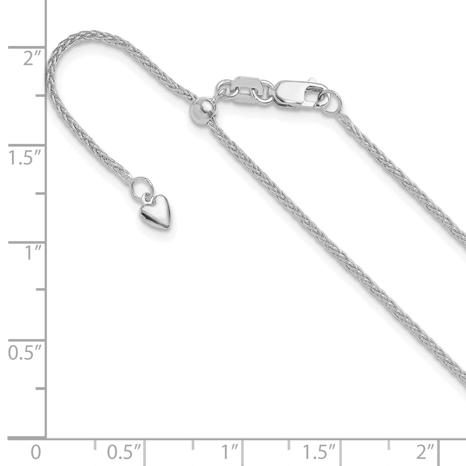 30 Inch 10K White Gold Adjustable 1.35mm Wheat Chain