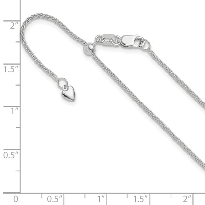 30 Inch 10K White Gold Adjustable 1.35mm Wheat Chain