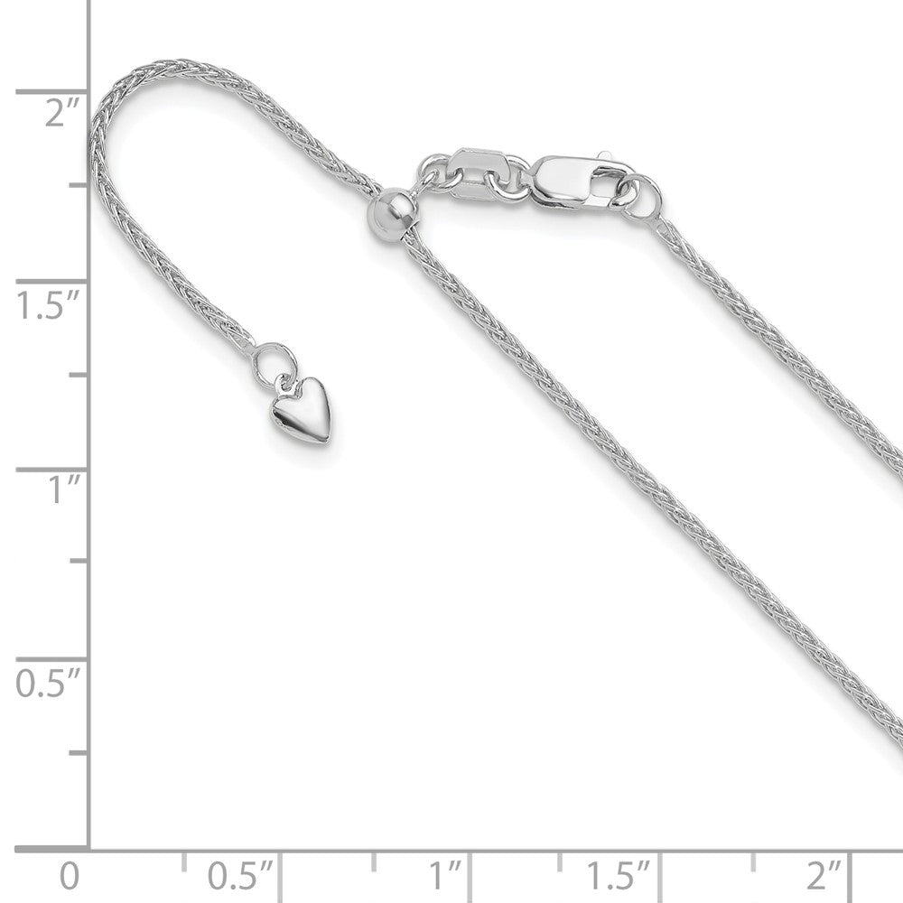 30 Inch 10K White Gold Adjustable 1.35mm Wheat Chain Necklace