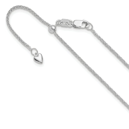 30 Inch 10K White Gold Adjustable 1.35mm Wheat Chain