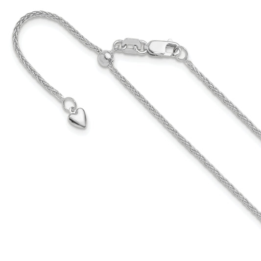 30 Inch 10K White Gold Adjustable 1.35mm Wheat Chain