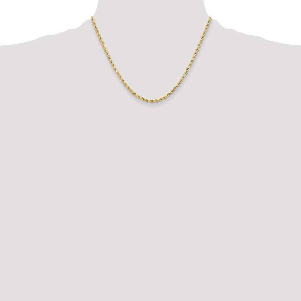 18 Inch 10K Yellow Gold 3.25mm Diamond Cut Rope Chain Necklace