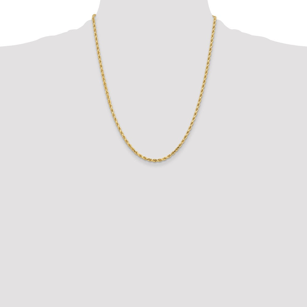 22 Inch 10K Yellow Gold 3.25mm Diamond Cut Rope Chain Necklace