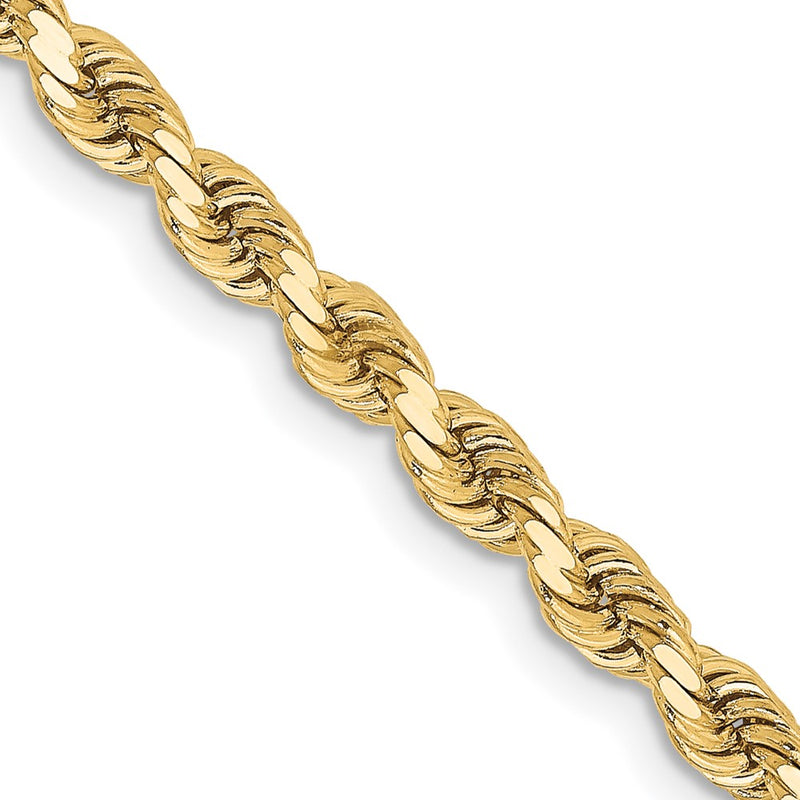 22 Inch 10K Yellow Gold 3.25mm Diamond Cut Rope Chain Necklace