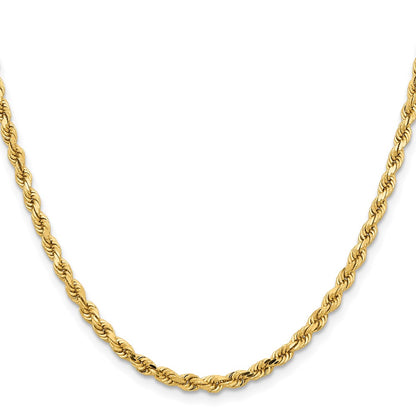 26 Inch 10K Yellow Gold 3.75mm Diamond Cut Rope Chain Necklace