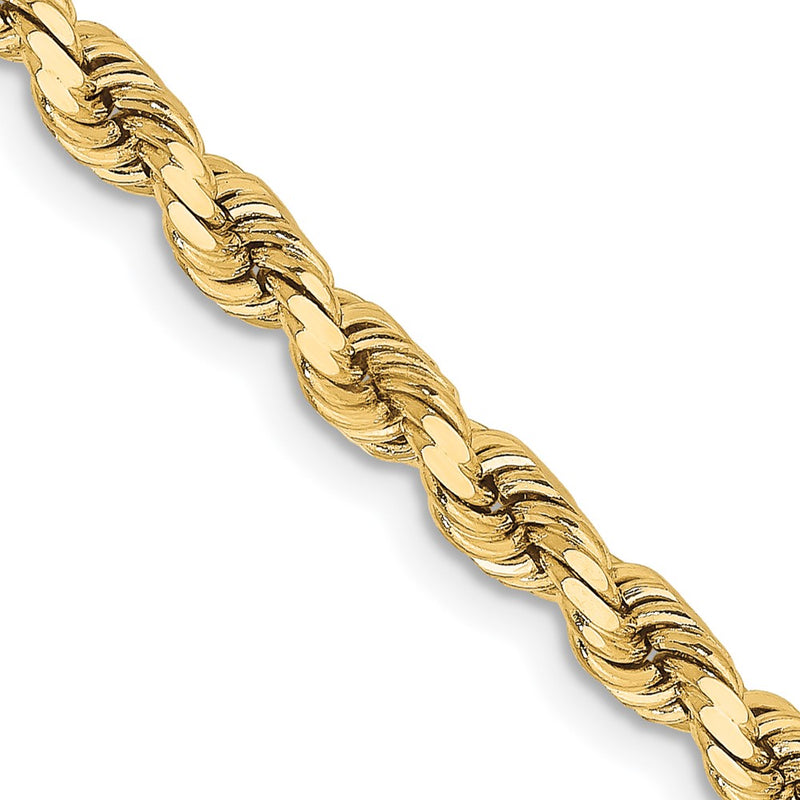 22 Inch 10K Yellow Gold 3.75mm Diamond Cut Rope Chain Necklace