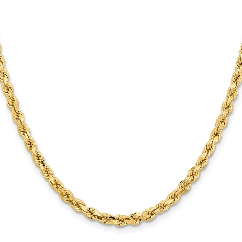 2 Inch 10K Yellow Gold 4.25mm Diamond Cut Rope Chain Necklace