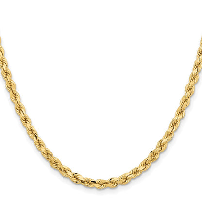 22 Inch 10K Yellow Gold 4.25mm Diamond Cut Rope Chain Necklace