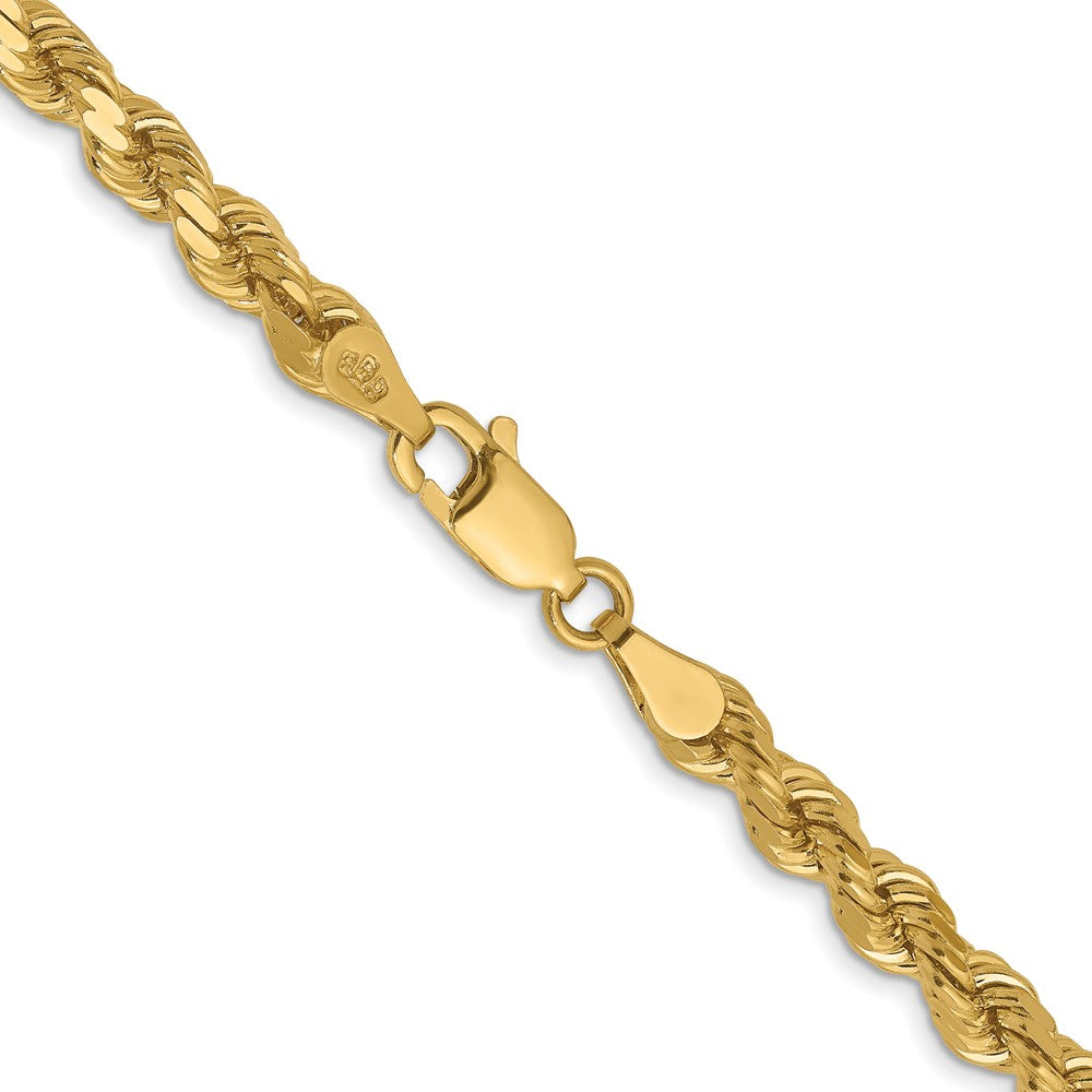 26 Inch 10K Yellow Gold 4.25mm Diamond Cut Rope Chain Necklace