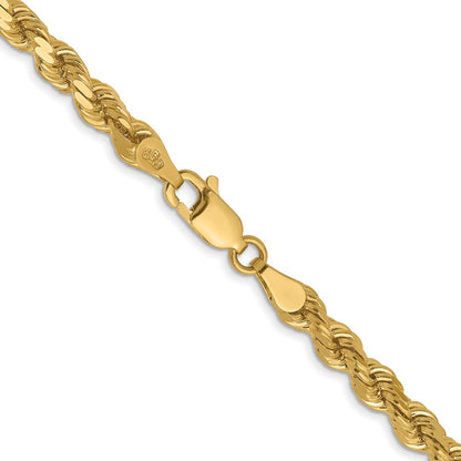 26 Inch 10K Yellow Gold 4.25mm Diamond Cut Rope Chain Necklace