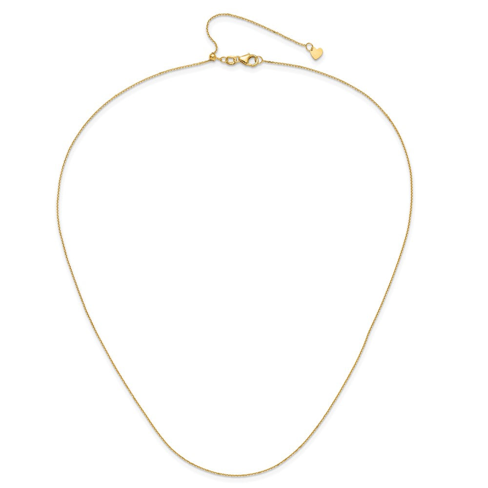 22 Inch 10K Yellow Gold Adjustable 1mm D/C Cable Chain Necklace