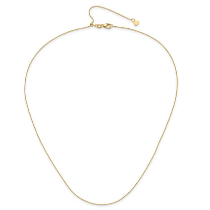 22 Inch 10K Yellow Gold Adjustable 1mm D/C Cable Chain Necklace