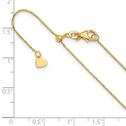 22 Inch 10K Yellow Gold Adjustable 1mm D/C Cable Chain Necklace
