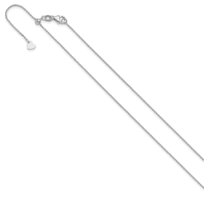 22 Inch 10K White Gold Adjustable 1.1mm D/C Cable Chain Necklace