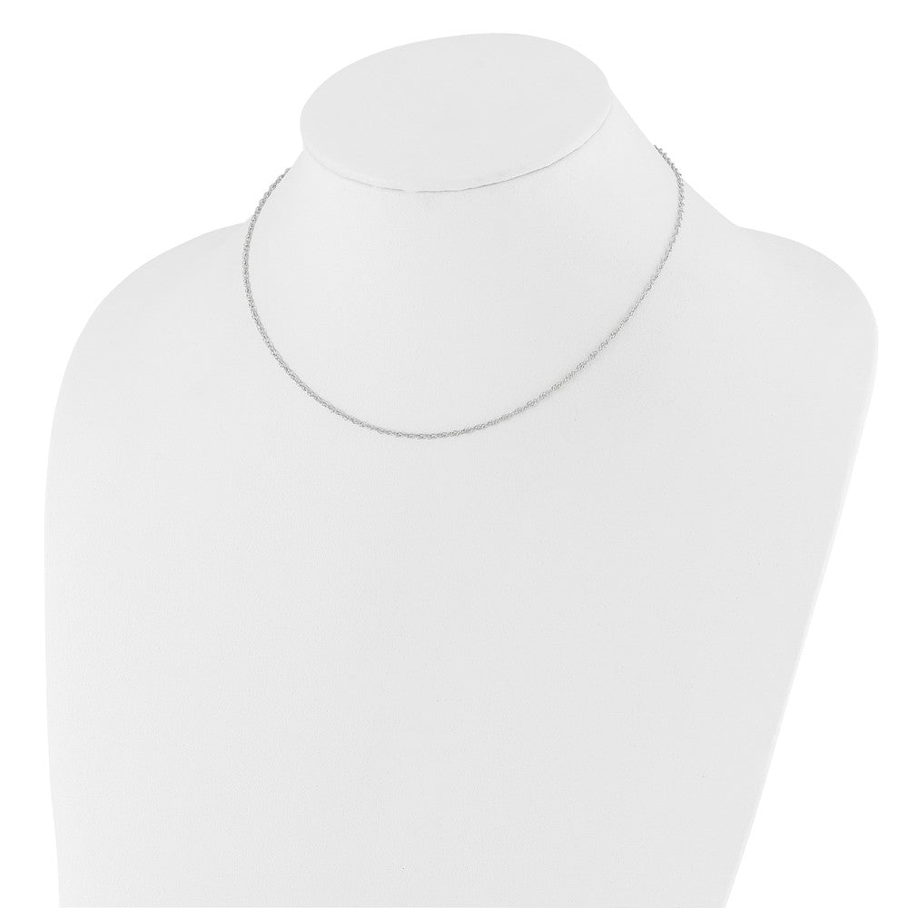 18 Inch 10K White Gold 1.5mm Loose Rope 1In+1In Adjustable Chain Necklace
