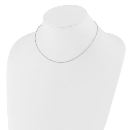 18 Inch 10K White Gold 1.5mm Loose Rope 1In+1In Adjustable Chain Necklace