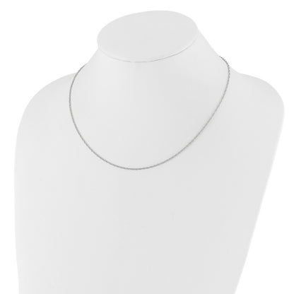 18 Inch 10K White Gold 1.5mm Loose Rope 1In+1In Adjustable Chain Necklace