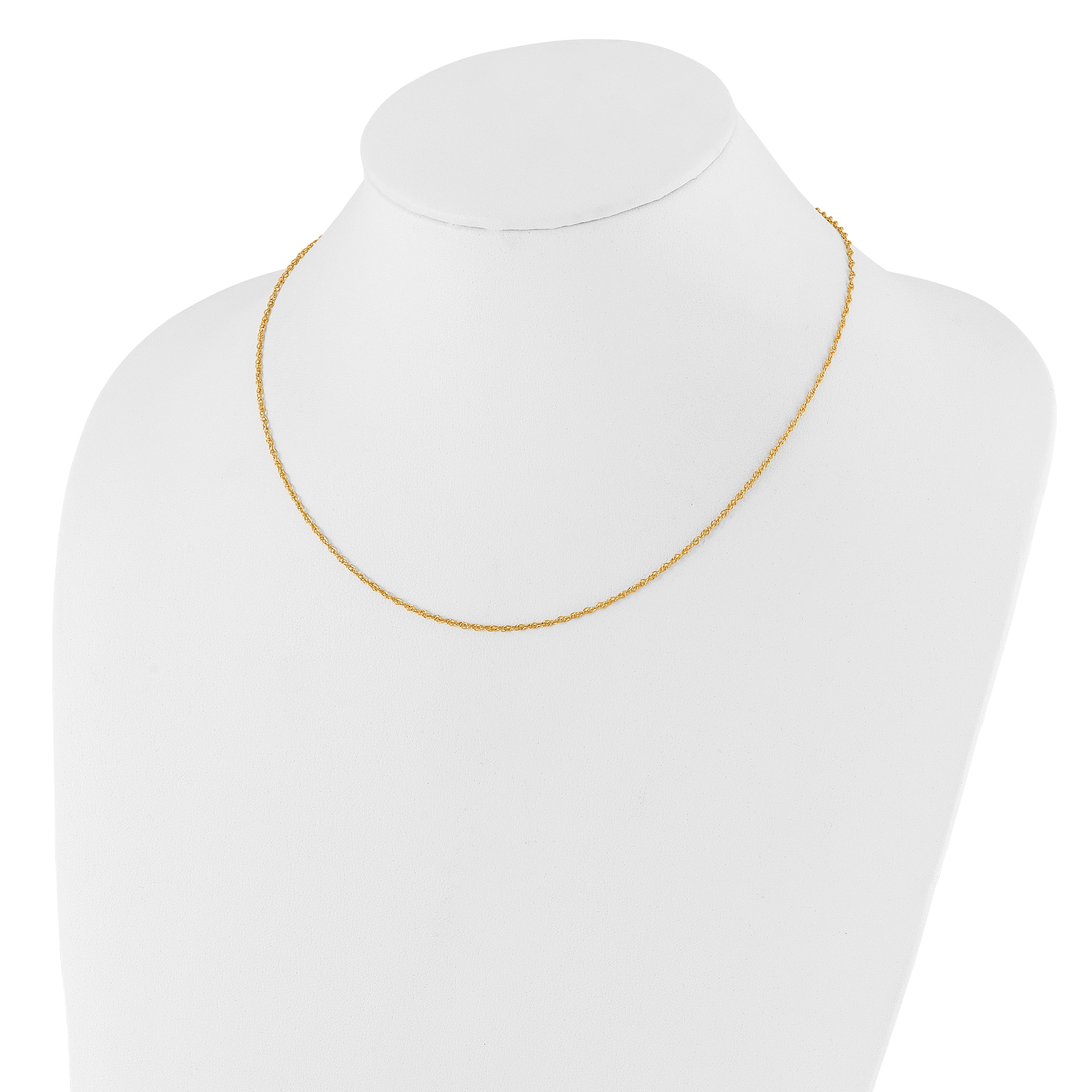 18 Inch 10K Yellow Gold 1.5mm Loose Rope 1In+1In Adjustable Chain Necklace