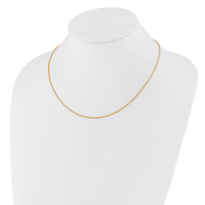 18 Inch 10K Yellow Gold 1.5mm Loose Rope 1In+1In Adjustable Chain Necklace