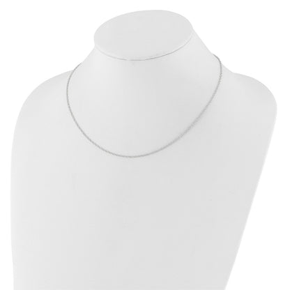 18 Inch 10K White Gold 1.2mm Flat Cable 1In+1In Adjustable Chain Necklace
