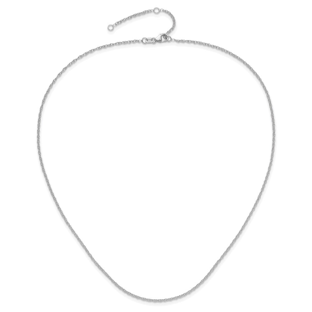 18 Inch 10K White Gold 1.2mm Flat Cable 1In+1In Adjustable Chain Necklace